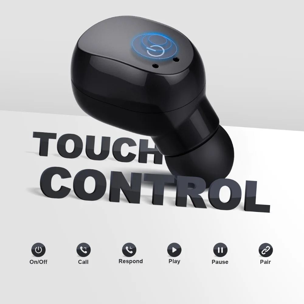 Mpow EM12 Mini Bluetooth V4.2 наушники-вкладыши с одним беспроводным наушником с сенсорным управлением с микрофоном и EVA чехол для переноски водителя/водителя грузовика
