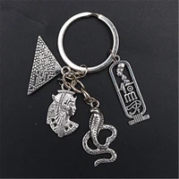wkoud 1pc silver color cleopatra pyramid cobra pendant creative vintage handmade diy metal jewelry alloy keychain