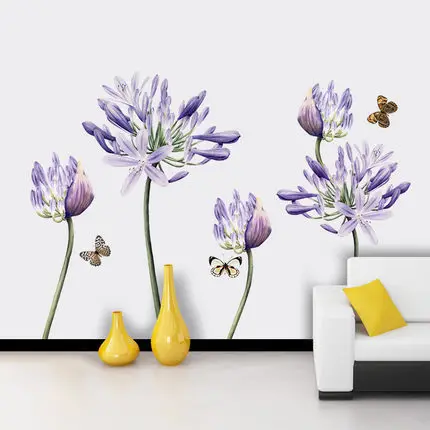 

80*120cm Purple Flower 3D Wallpaper Vinyl Wall Sticker DIY living Room Bedroom Modern Home Decoration Poster Wall Art