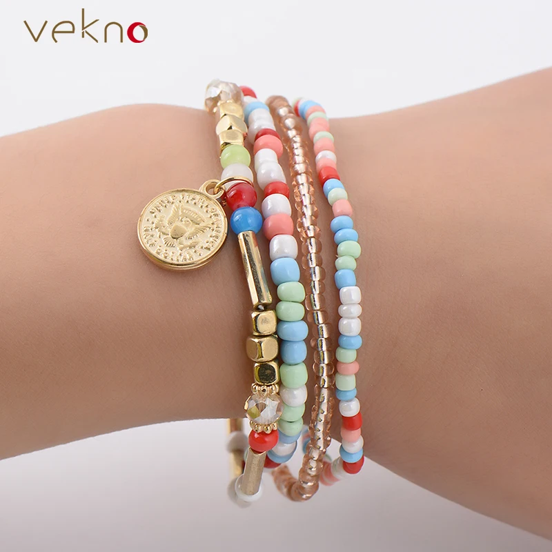 Комплект из 4 предметов в богемном стиле нитка Браслеты для Для женщин девочек 2017