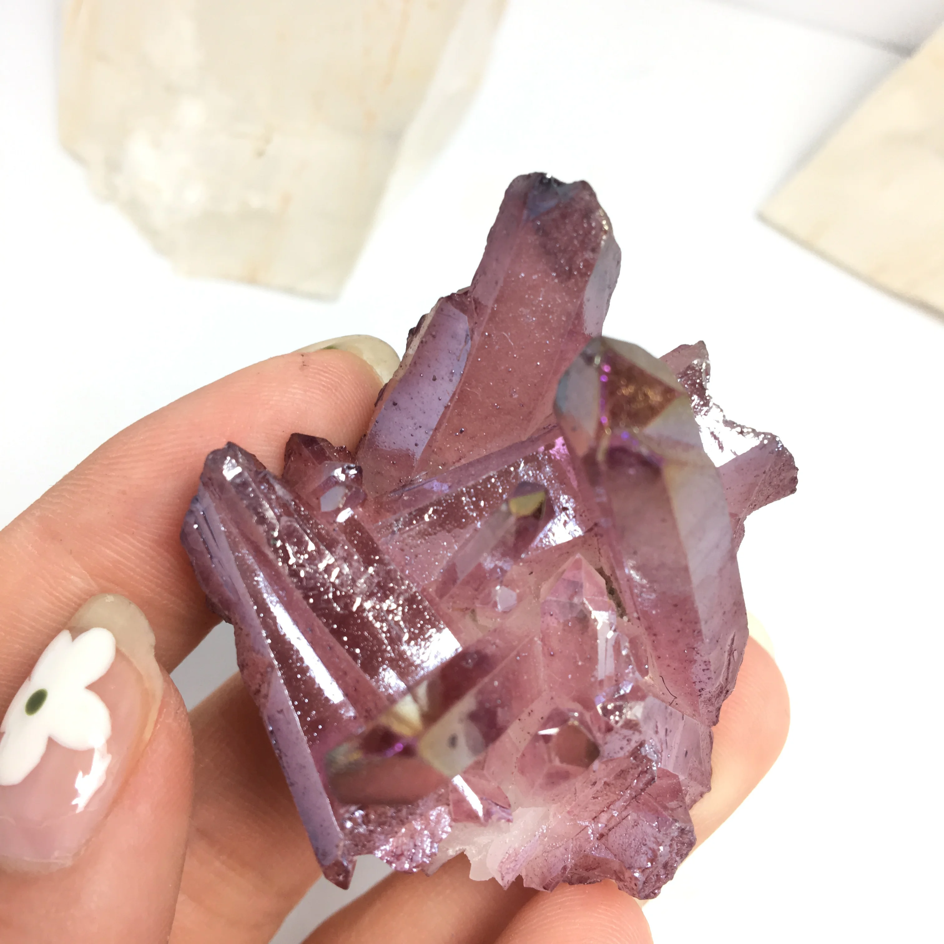 Аура кварцевый кристалл кластер Ангел натуральный Druzy Geode образцы минералов для