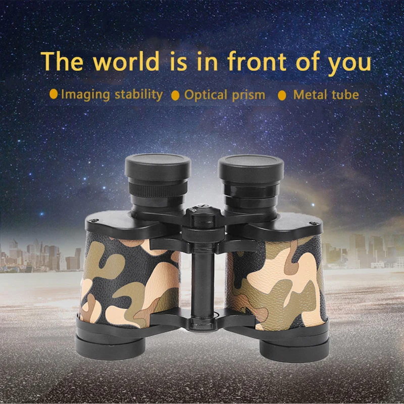 

8X30 Binocular Black Russia HD Camouflage Low Light Night Vision BAK4 Optical Vulcanized Leather Binoculars Outdoor Telescope