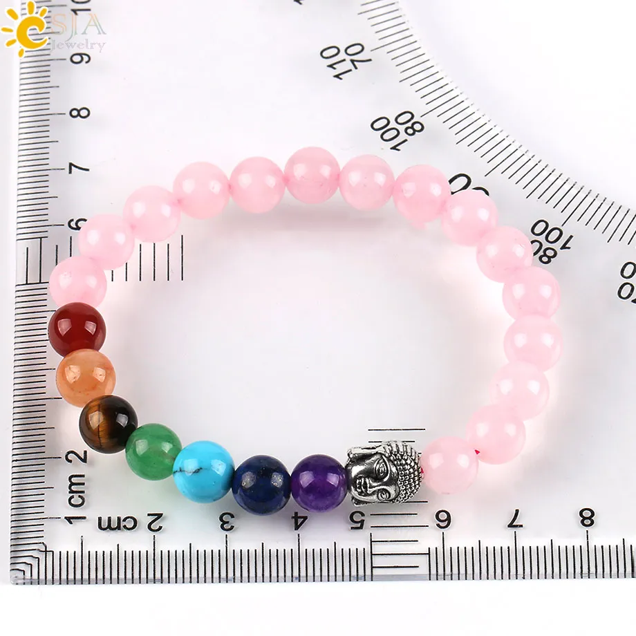 CSJA 7 Чакра женские браслеты и натуральный кристалл розы бусина Мала Дерево Будда