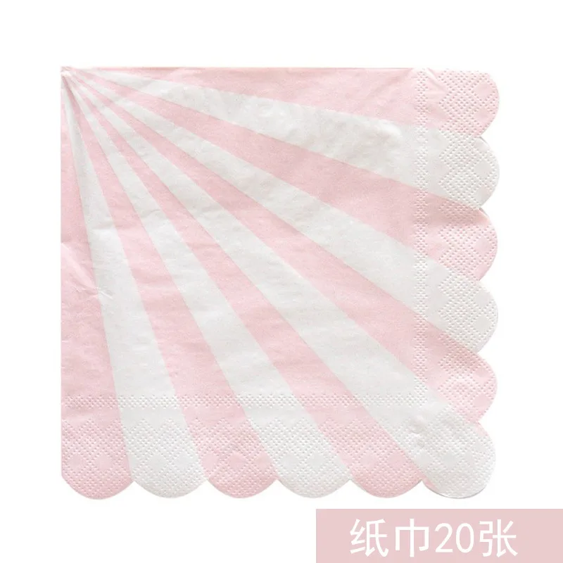 8pcs Gold Foil Pink Striped Disposable Tableware Set Birthday Party Decorations Kids Supplies Paper Plates Cake Dish | Дом и сад