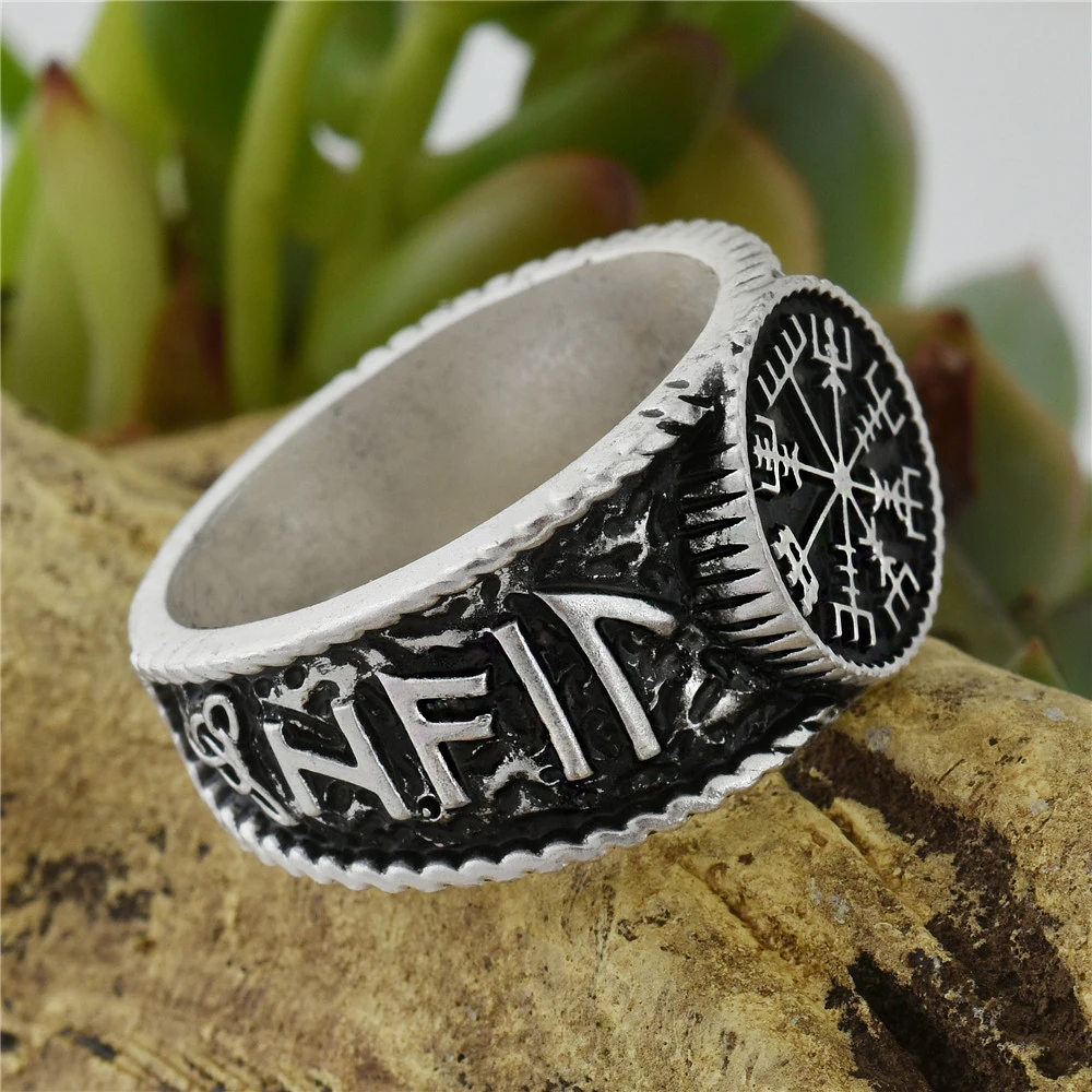 Мужское Винтажное кольцо с компасом Северной мифологии|helm of awe|compass ringring letters |