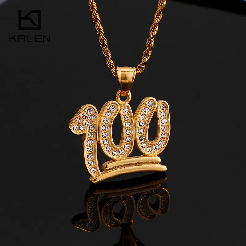 KALEN из нержавеющей стали золото 100 сто очков ожерелье с подвеской для мужчин и