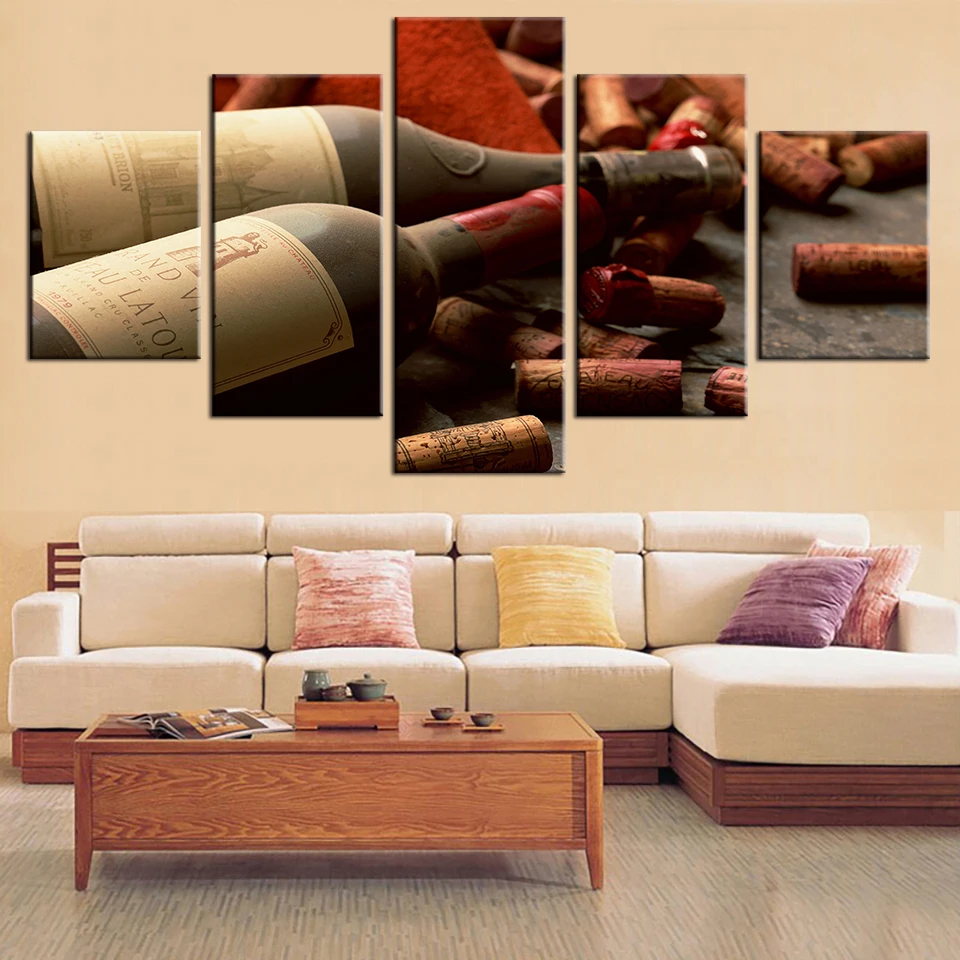 HD Печать холст картины настенные художественные 5 штук виноград красное вино