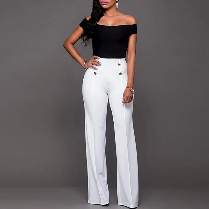 Женские сексуальные повседневные летние брюки палаццо с высокой талией широкие