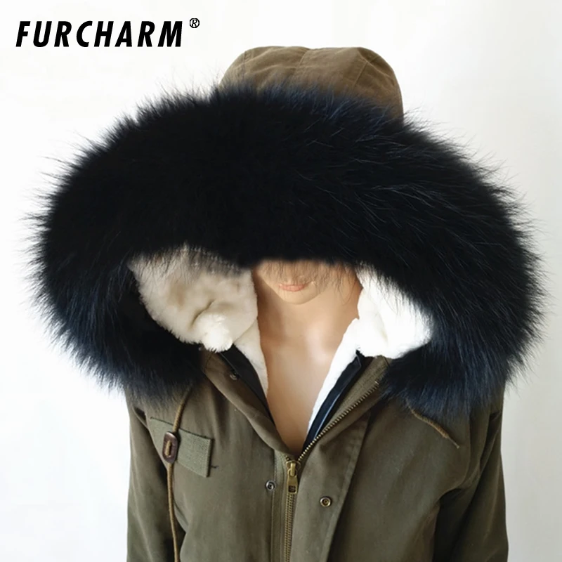 2019 новый большой Размеры 100% из натурального енота меховой воротник шарф для