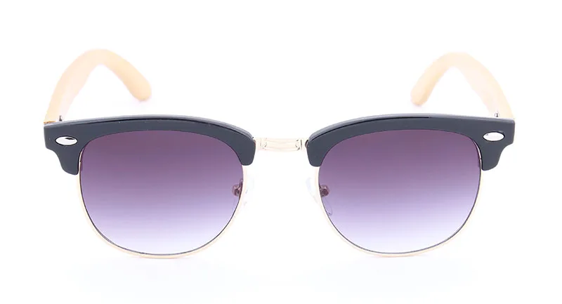 Мужские солнцезащитные очки GREENBUY серые бамбуковые в полуоправе с градиентом UV400