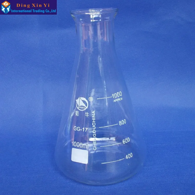 (2 шт./лот) 1000 мл стеклянная колба Erlenmeyer коническая лабораторное использование