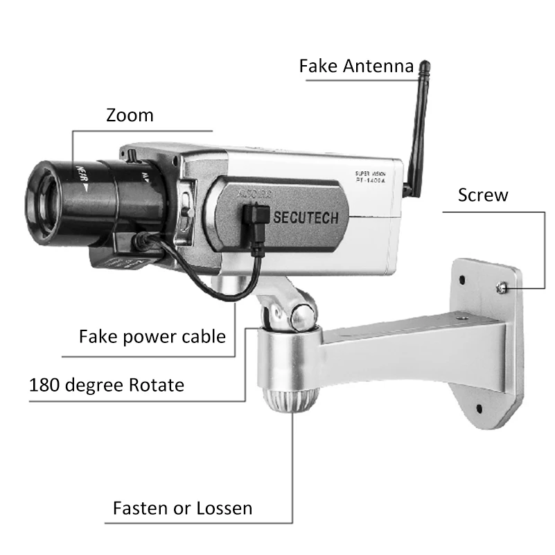 Беспроводная 180 градусов вращающаяся красная светодиодная имитация CCTV ip-камера
