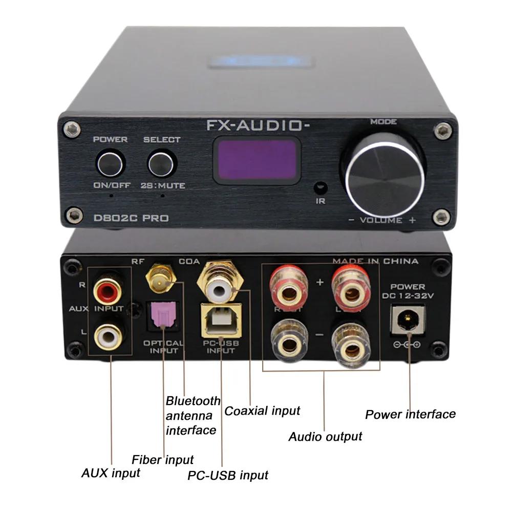 FX-Audio D802C PRO беспроводной Bluetooth 4,2 чистый цифровой аудио усилитель Поддержка APTX NFC USB/AUX/оптический/коаксиальный 24 бит 192 кГц