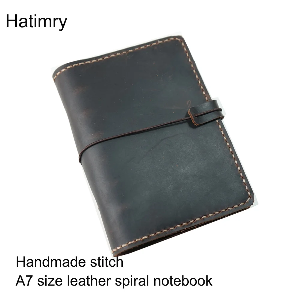 Hatimry A7 size notebook genuine leather travelers journal notebook vintage stitch books school sketch notebooks supplies