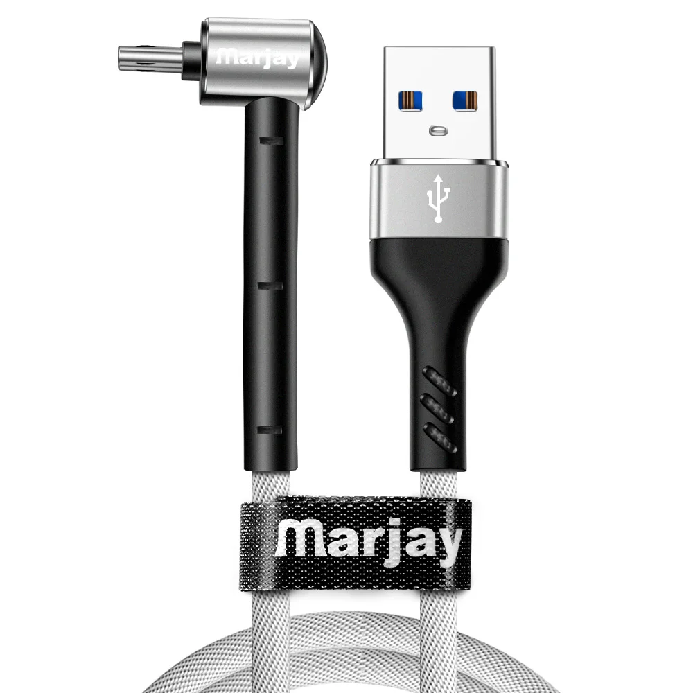 Marjay Micro USB кабель 2.4A Быстрая зарядка 90 Dgree Microusb для samsung Xiaomi Redmi 4 Note 5 huawei Android телефонный провод шнур