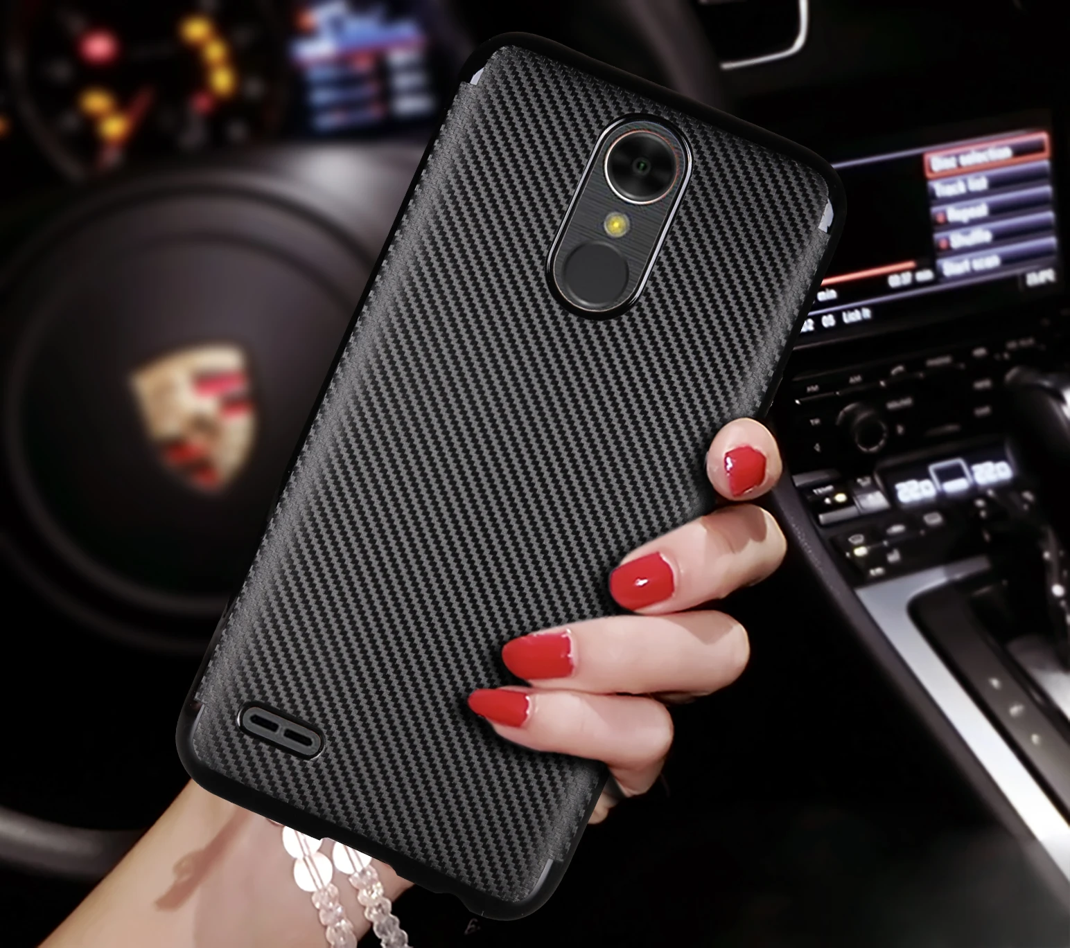 Чехол HATOLY для LG K9 Ультратонкий чехол K8 2018 Мягкий ТПУ/углеродное волокно задняя