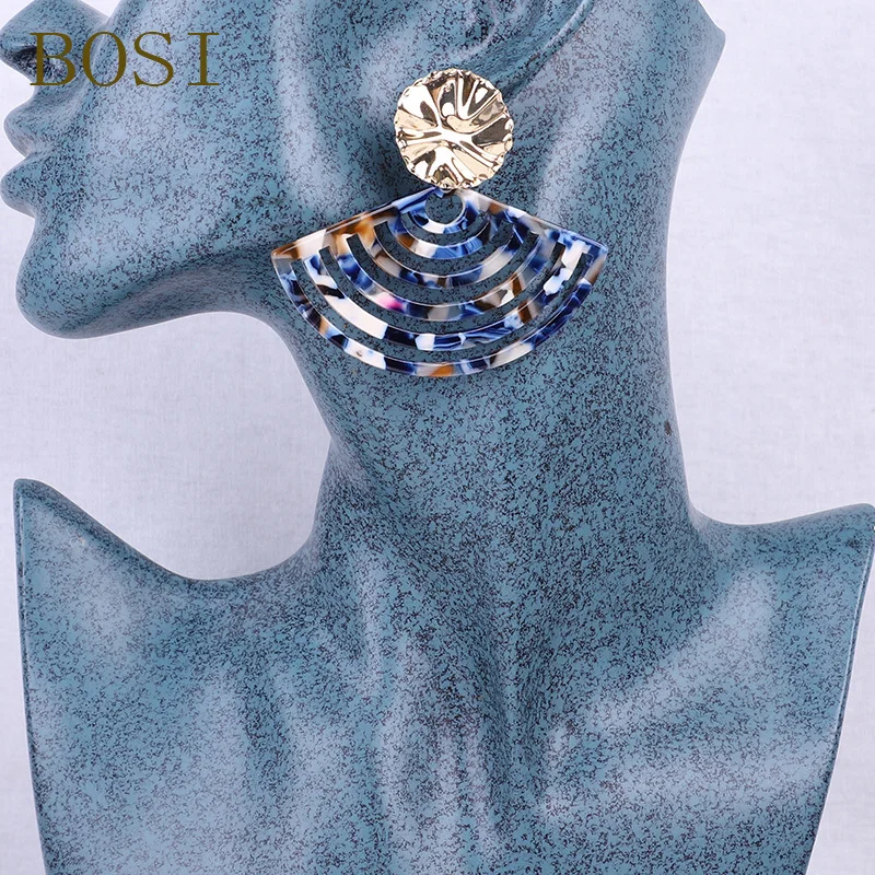 Boho полукруг Акриловые леопардовые серьги для женщин Смола Мода уксусная кислота ювелирные изделия металлические геометрические серьги-капельки заявление