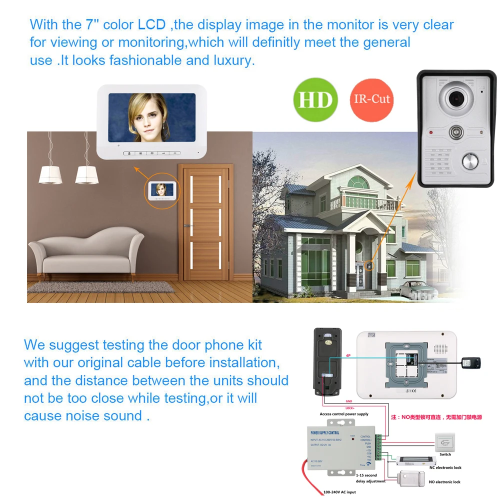 Видеодомофон SmartYIBA с 7-дюймовым ЖК-дисплеем и 2-мя белыми мониторами | Безопасность