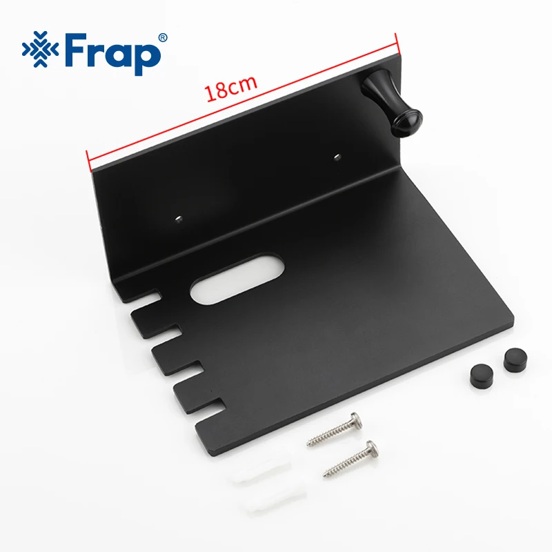 

Frap New Multi-function Shelf Rack Toothbrush Storage Rack Wall Mount Bathroom Shelves Black Rectangle Shower Rack Basin Y18080