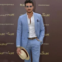 blue linen costume homme latest coat pant designs terno masculino slim fit men wedding suits blazers groom tuxedos 2piece