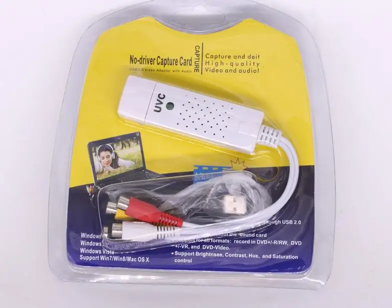 UVC USB2.0 видеосъемки ТВ тюнер с аудио DVD VHS av адаптер компьютер cc Камера Поддержка