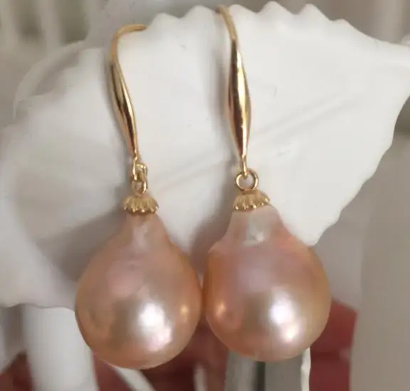 Огромный золотой розовый жемчуг 11-13 мм Подвеска 14/k