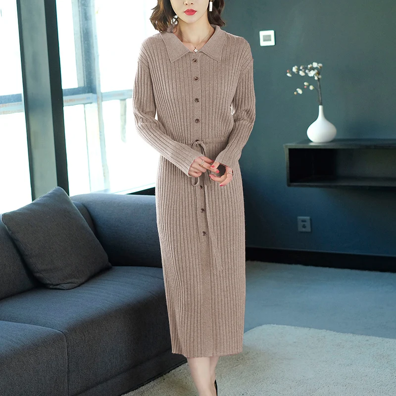 Винтажное платье свитер KMETRAM плиссированное женская одежда осень зима 2020