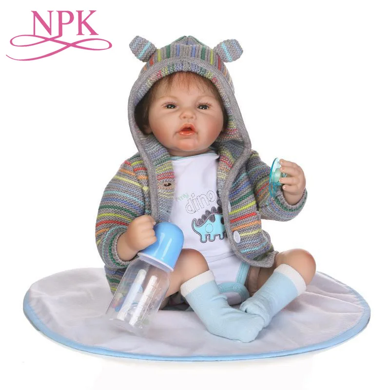 50 см Reborn Baby кукла Boneca полный силиконовая Возрожденный ребенок светлые волосы кукла-мальчик в милый комбинезон для девочек игровой домик игрушки подарок