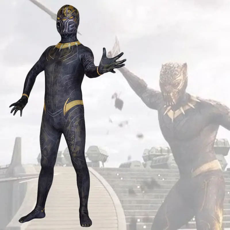 Черный Erik Killmonger супергерой косплей боди спандекс лайкра зентай костюм для