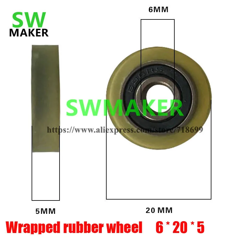 6*20*5mm 696 rubber bearing pulley wheel seckill rolling wheel pulley box bearing diameter  polyurethane