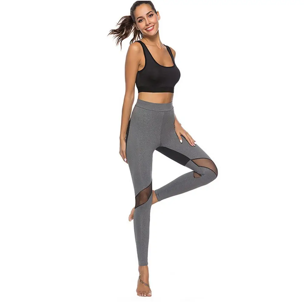 LANGSTAR штаны для йоги с высокой талией комбинированные сетчатые леггинсы фитнеса