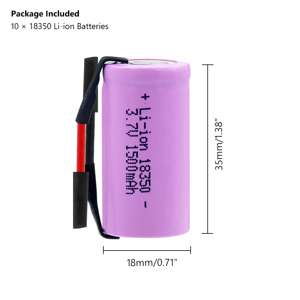 100% новый 6/8/10 шт литий ионная батарея 1500MAH 3 7 V 18350 аккумуляторная с высокой