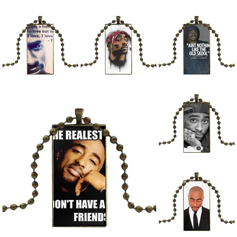 2pac All Eyez On Me Дизайн Модные Винтажные стеклянные женские прямоугольные ожерелья