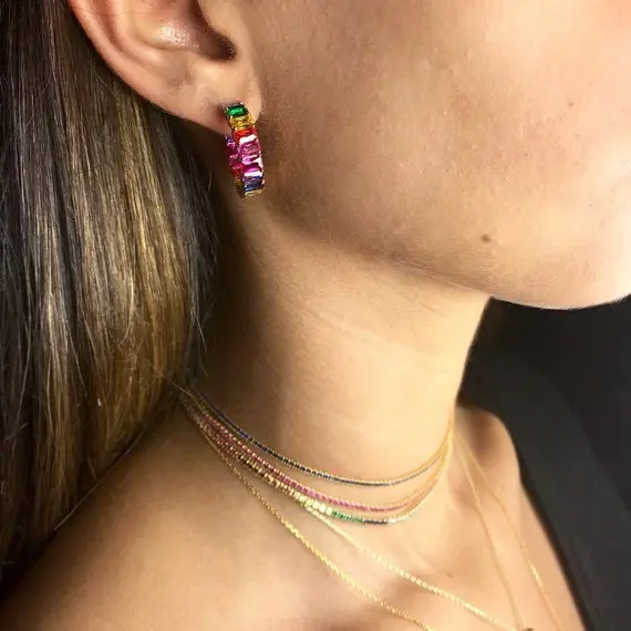 Радуга cz серьги кольцо браслет комплект ювелирных изделий Золотое цвет