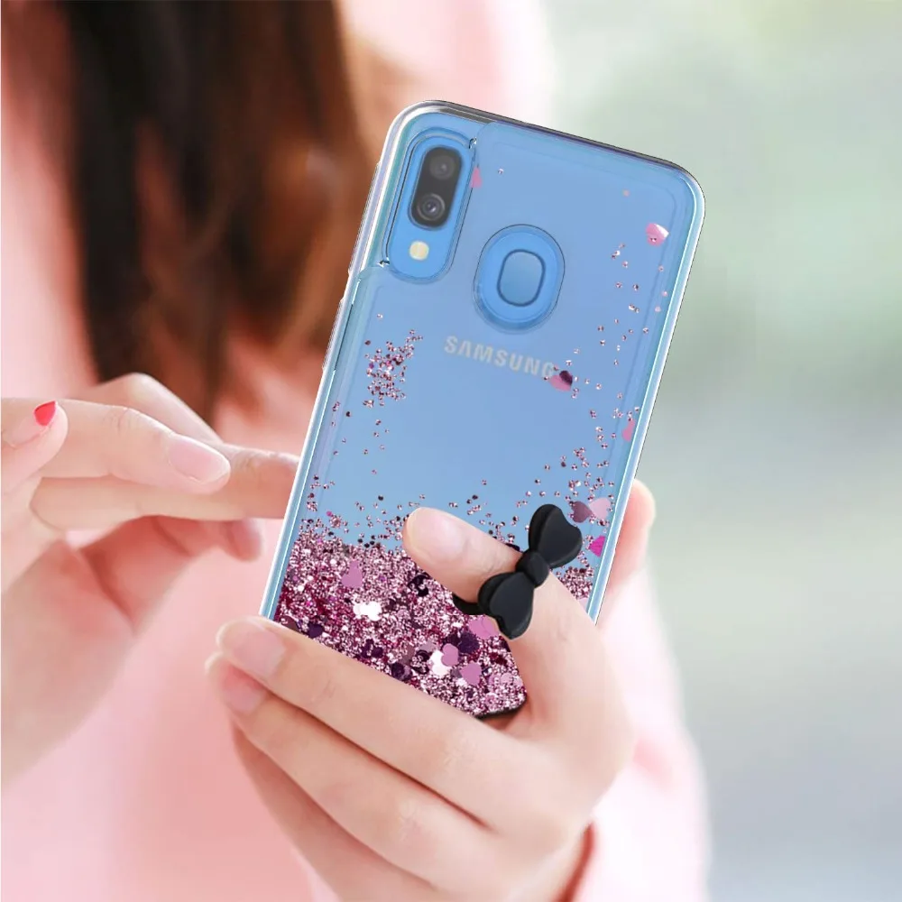 Блестящий Жидкий чехол для Samsung Galaxy A40 силиконовый Dynamic Qicksand Star Love |