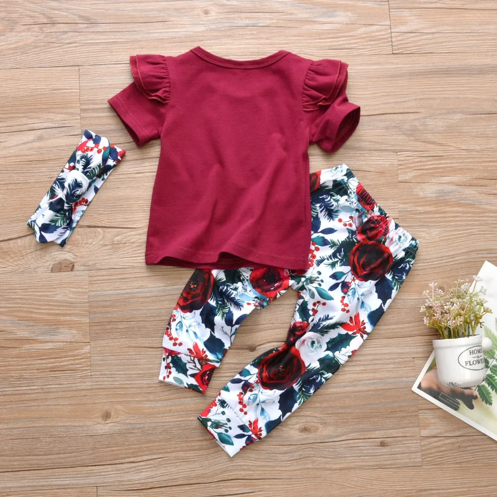 Комплект одежды из 3 предметов для маленьких девочек Топы с короткими рукавами и