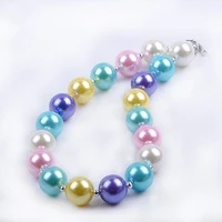 2020 new hot colorful rainbow pearl gumball beaded kids chunky bubblegum necklace for girls toddler birthday party best gift