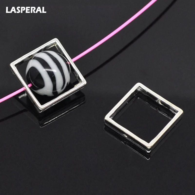 20 шт Серебристые квадратные рамки для изготовления ювелирных изделий ожерелья