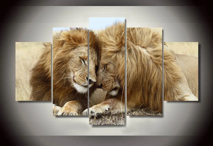 

Frame 5 Panels Painting For Living Room Decor Decor Modular High Quality Pictures Wall Pictures For Living Room Animals HX-061