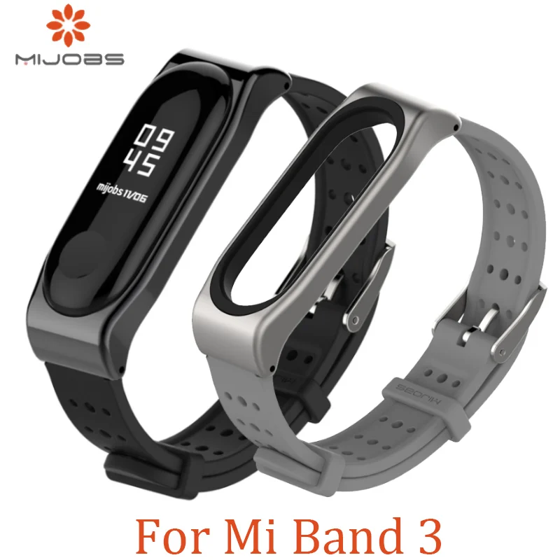 Спортивный ремешок для Xiaomi Mi Band 3 браслет на запястье металлический корпус
