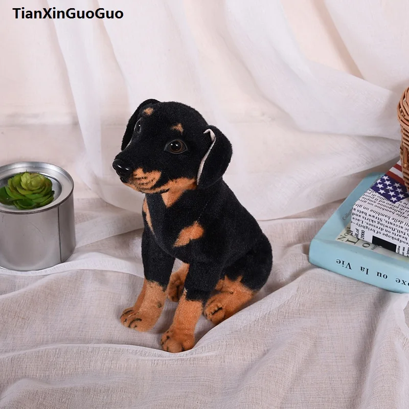 

Новое поступление, милая плюшевая собака ротвейлера около 27 см, мягкая кукла, детская игрушка, подарок на день рождения s0409