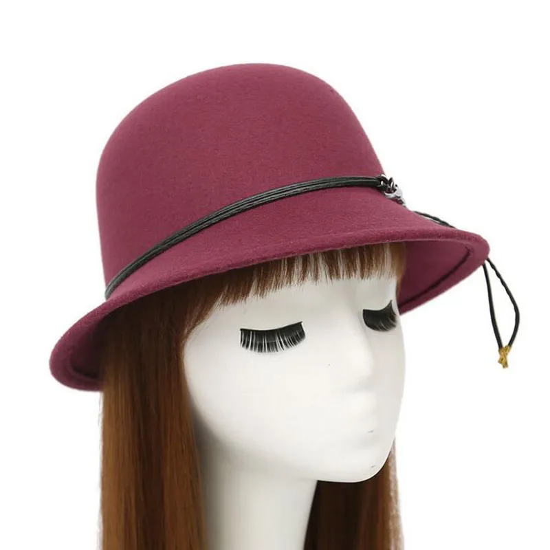 Europe England Style Autumn Winter Hat For Women Fedora Woman Wide Brim Wool Felt Bowknot Fedoras Vintage Ladies bonnet Cap | Аксессуары
