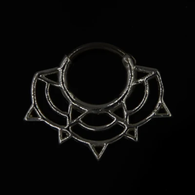 Silver 1 шт. G23 титановый стержень BrassLace цветок лотоса настоящий пирсинг, Септум, кликер Ювелирное кольцо в нос пирсинг Septo Украшения для тела 16 г - Окраска металла: Silver