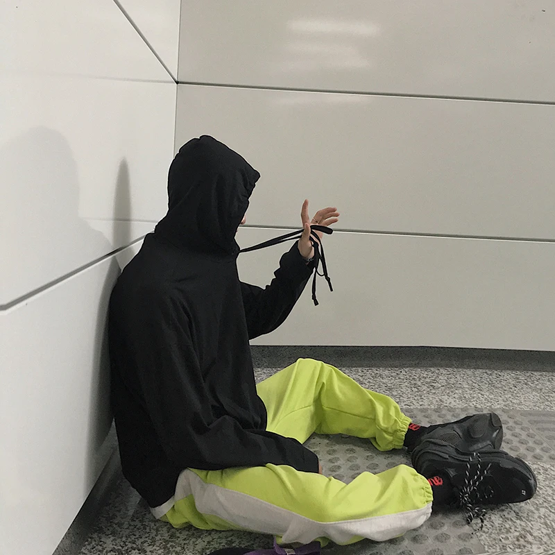 Мужской Повседневный пуловер с капюшоном однотонный буквенным принтом и длинным