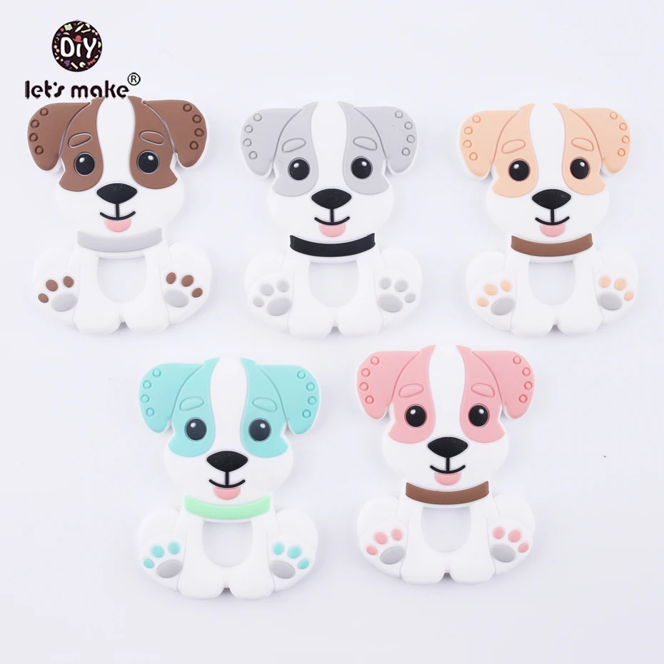 

Let's Make Gray Color DIY Nursing Pendant Teething Necklace Making Silicone Cartoon Dog Baby Teether 10pc Silicone Toys Teethers