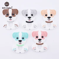 lets make gray color diy nursing pendant teething necklace making silicone cartoon dog baby teether 10pc silicone toys teethers