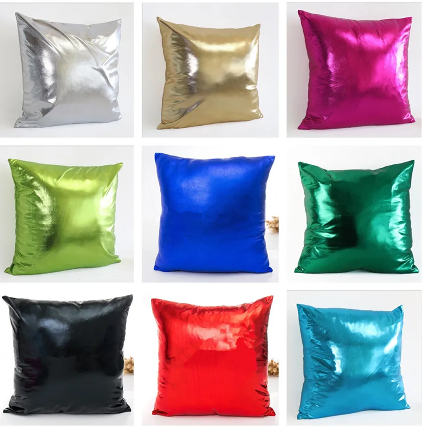Блестящий чехол для подушки из искусственной кожи украшение дома золотистый