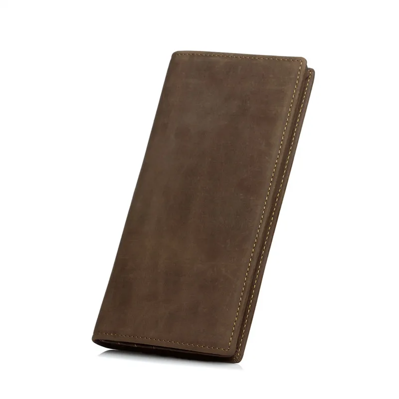 Винтажные коричневые мужские кошельки Nesitu большого размера из натуральной кожи
