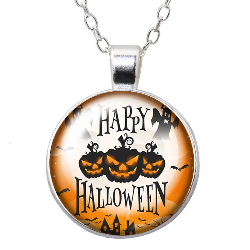 Ожерелье с круглым кулоном 25 мм стеклянный кабошон для женщин и девочек 50 см |