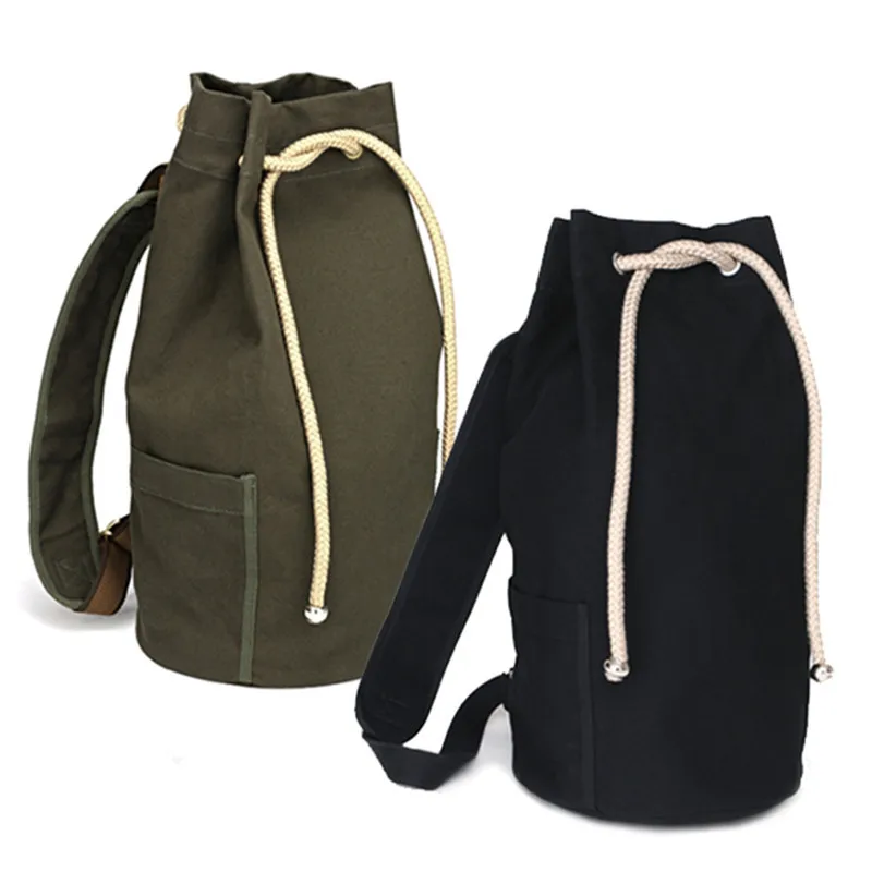 

Fashion Drawstring Canvas Backpack Men Large Capacity Women Shoulder Bag Rope Travel Bag Bucket Bag